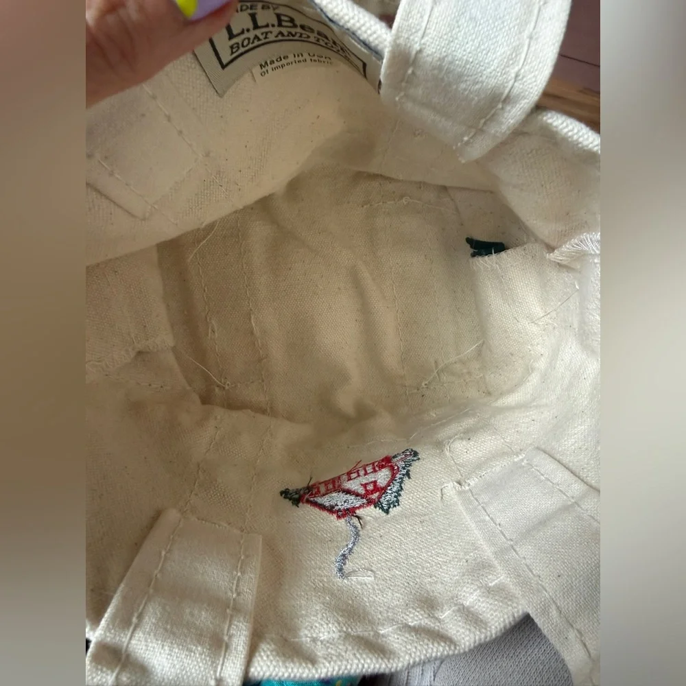 LL Bean Mini Boat And Tote House Embroidered USA Made Canvas Green 6'' EXCELLENT - Picture 9 of 9